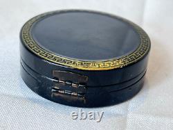Vtg La Fleurette Compact NYC Greek Key Double Vanity Mirrored Powder Box