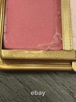 Vtg Mondaine Compact Book Style Leather Floral Dbl Vanity Rouge & Powder Box D2