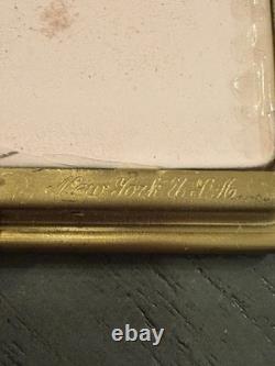 Vtg Mondaine Compact Book Style Leather Floral Dbl Vanity Rouge & Powder Box D2