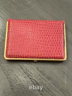 Vtg Mondaine Compact Book Style Leather Floral Dbl Vanity Rouge & Powder Box D2