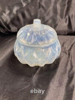 Vtg Sabino France Petalia Opalescent Glass Lidded Powder Box Jar Mint Signed Lab