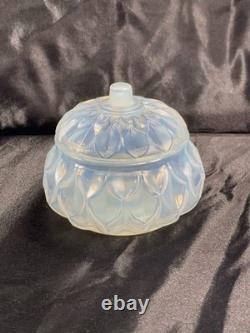 Vtg Sabino France Petalia Opalescent Glass Lidded Powder Box Jar Mint Signed Lab