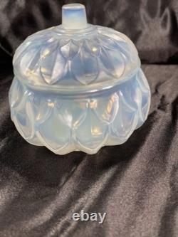 Vtg Sabino France Petalia Opalescent Glass Lidded Powder Box Jar Mint Signed Lab
