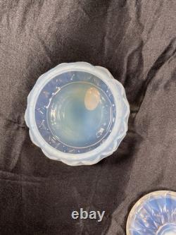 Vtg Sabino France Petalia Opalescent Glass Lidded Powder Box Jar Mint Signed Lab