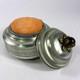 Vtg Silver Aluminum Round Vanity Powder Puff Music Trinket Box Flower Top Works