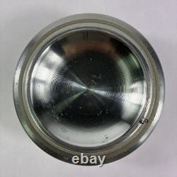 Vtg Silver Aluminum Round Vanity Powder Puff Music Trinket Box Flower Top Works