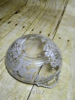 Vtg Silver Rim and Roses Candy Trinket Glass Dish (4e)