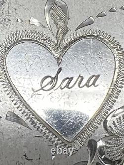 Vtg Sterling Silver La Mode Heart Compact WithPowder Puff &Mirror in Original Box