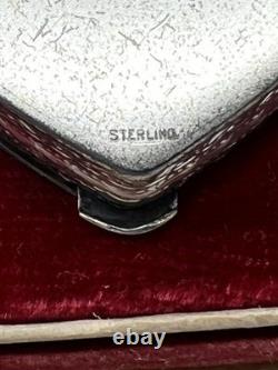 Vtg Sterling Silver La Mode Heart Compact WithPowder Puff &Mirror in Original Box