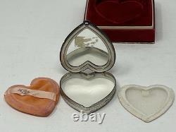 Vtg Sterling Silver La Mode Heart Compact WithPowder Puff &Mirror in Original Box