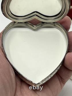 Vtg Sterling Silver La Mode Heart Compact WithPowder Puff &Mirror in Original Box