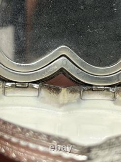 Vtg Sterling Silver La Mode Heart Compact WithPowder Puff &Mirror in Original Box