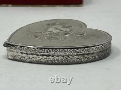 Vtg Sterling Silver La Mode Heart Compact WithPowder Puff &Mirror in Original Box