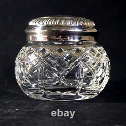 WATERFORD CANDY or POWDER BOX, Cut Lead Crystal & Silverplate, 4, IRELAND