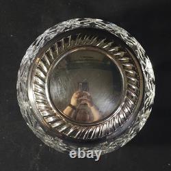 WATERFORD CANDY or POWDER BOX, Cut Lead Crystal & Silverplate, 4, IRELAND