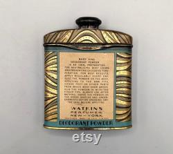 Watkins Perfume, Mary King Deodorant Powder, Rare Vintage Art Deco Lithograph Tin (1930's)