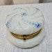 Wavecrest Dresser Jar, Forget Me Knots, Brass Finding, 4.5 diameter x 3 tall