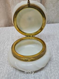 Wavecrest Dresser Jar, Forget Me Knots, Brass Finding, 4.5 diameter x 3 tall