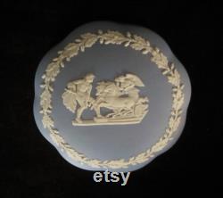 Wedgwood Blue Jasperware Trinket Box Mythological Scene, Made in England