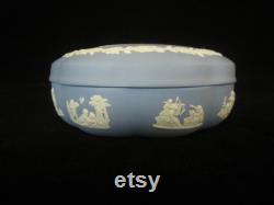 Wedgwood Blue Jasperware Trinket Box Mythological Scene, Made in England