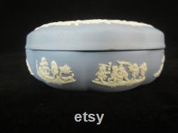 Wedgwood Blue Jasperware Trinket Box Mythological Scene, Made in England