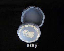 Wedgwood Blue Jasperware Trinket Box Mythological Scene, Made in England