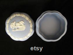 Wedgwood Blue Jasperware Trinket Box Mythological Scene, Made in England
