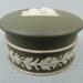 Wedgwood Dark Green Jasperware Covered Box Classical Subject 1906 PC