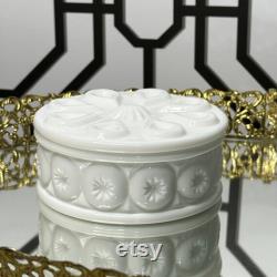 Weishar Moon and Star White Milk Glass Powder Box Trinket Holder