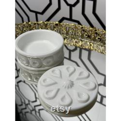 Weishar Moon and Star White Milk Glass Powder Box Trinket Holder