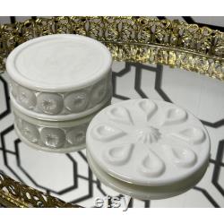 Weishar Moon and Star White Milk Glass Powder Box Trinket Holder