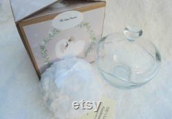 White Boxed Boudoir Set. Powder Puff and Glass Lidded Powder Dish. Gift for Her. Pamper Gift. Boxed.