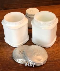 White Milk Glass Vanity Jars, Set of 3, Two Approx. 2 3 4 H x 2 W, Face Cream Jar, White Milkglass, Curated Collection