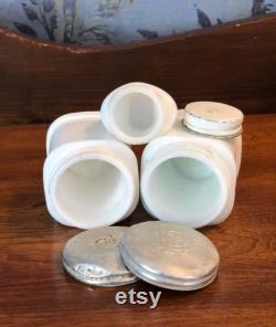 White Milk Glass Vanity Jars, Set of 3, Two Approx. 2 3 4 H x 2 W, Face Cream Jar, White Milkglass, Curated Collection