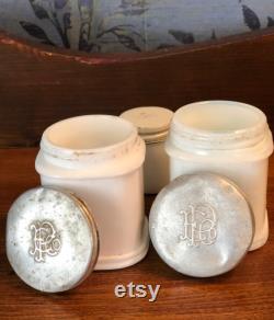 White Milk Glass Vanity Jars, Set of 3, Two Approx. 2 3 4 H x 2 W, Face Cream Jar, White Milkglass, Curated Collection