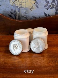 White Milk Glass Vanity Jars, Set of 3, Two Approx. 2 3 4 H x 2 W, Face Cream Jar, White Milkglass, Curated Collection