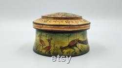 Wooden artware tobacco powder box Wooden round shape box Decorative box Indian art Indian handicrafts Handmade hand painted 31932