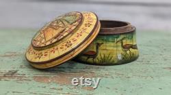 Wooden artware tobacco powder box Wooden round shape box Decorative box Indian art Indian handicrafts Handmade hand painted 31932