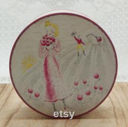 YANKEE CLOVER POWDER Vintage Richard Hudnut Scented Dusting Powder Empty 7 Oz. Round Metal Container Farm Scene Cowboy Great Graphics