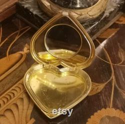 YSL powder box Mirror compact Makeup Heart shaped Heart decor Pillbox Trinket box Jewelry box Candy box Collectible Yves Saint Laurent