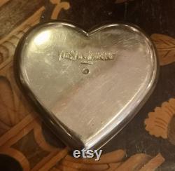 YSL powder box Mirror compact Makeup Heart shaped Heart decor Pillbox Trinket box Jewelry box Candy box Collectible Yves Saint Laurent