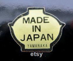 Yamanaka Black Lacquered Plastic Powder Box With 6 Matching Coasters