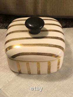 Yona Originals Gold striped perfumed powder box 1957