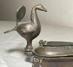 antique 19th century indian bronze Kumkum Tikka figural pigment powder box jar