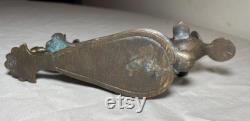 antique 19th century indian bronze Kumkum Tikka figural pigment powder box jar