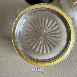 antique powder bowl lemon Guilloche enamel silver topped powder bowl hallmarked silver Birmingham 1924 1920s Bakelite lid cut glass bowl