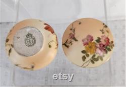 c1940's Royal Worcester Miniature Powder Bowl Swans Down Puff Floral Design Blush and Ivory , Vanity Collectable , Miniature Royal Worcester