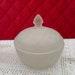 drftbx13 Vintage Frosted Crystal Mid Century Powder Box Dresser Jar With Lid