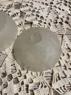 drftbx13 Vintage Frosted Crystal Mid Century Powder Box Dresser Jar With Lid