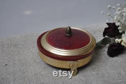 powder box, Collectible compact small boxof metal and plastic from the USSR of the 1950s